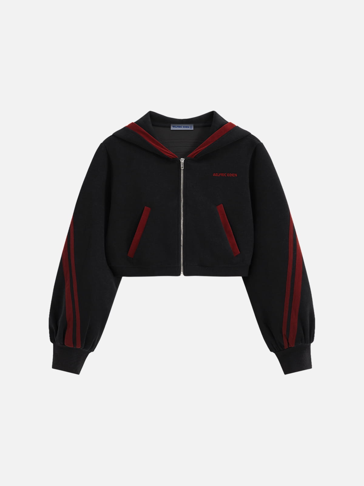 Aelfric Eden Cropped Contrast Stripe Zip Up Hoodie