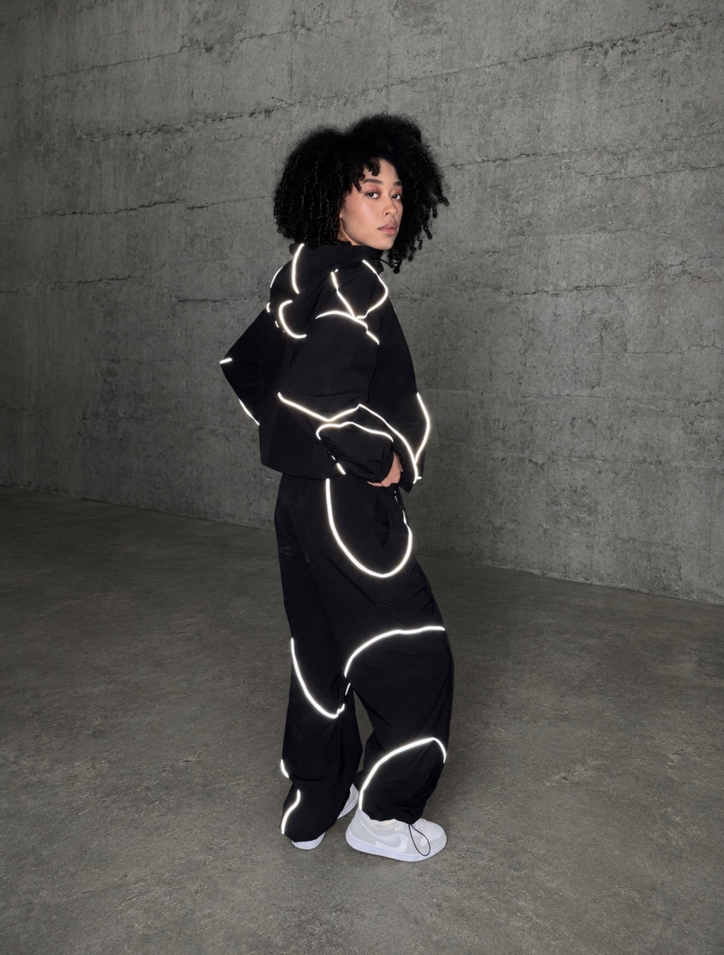 REFLECTIVE-STRIP MASK HOODIE SET