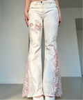 Lace Trim Flare Jeans（White 3.0）