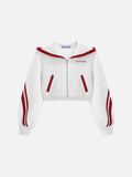 Aelfric Eden Cropped Contrast Stripe Zip Up Hoodie