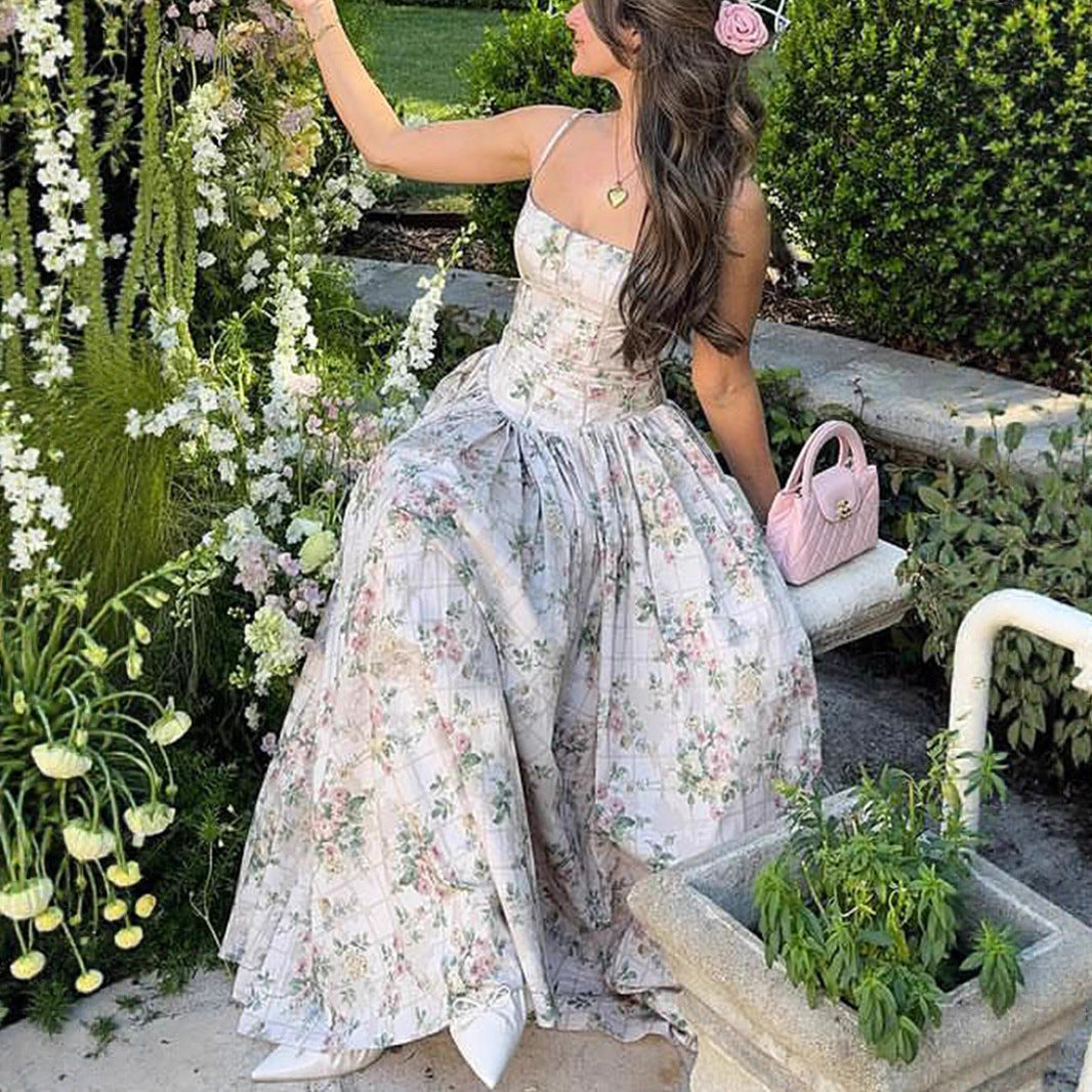 The Breezy Getaway Maxi: Printed Open-Back Silhouette for Seaside Evenings