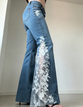 Lace Trim Flare Jeans（Blue 2.0）