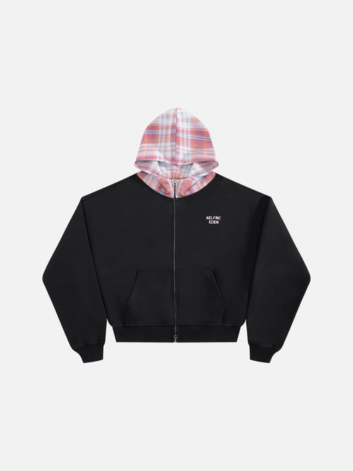 Aelfric Eden Boxy Plaid Hood Zip Up Hoodie