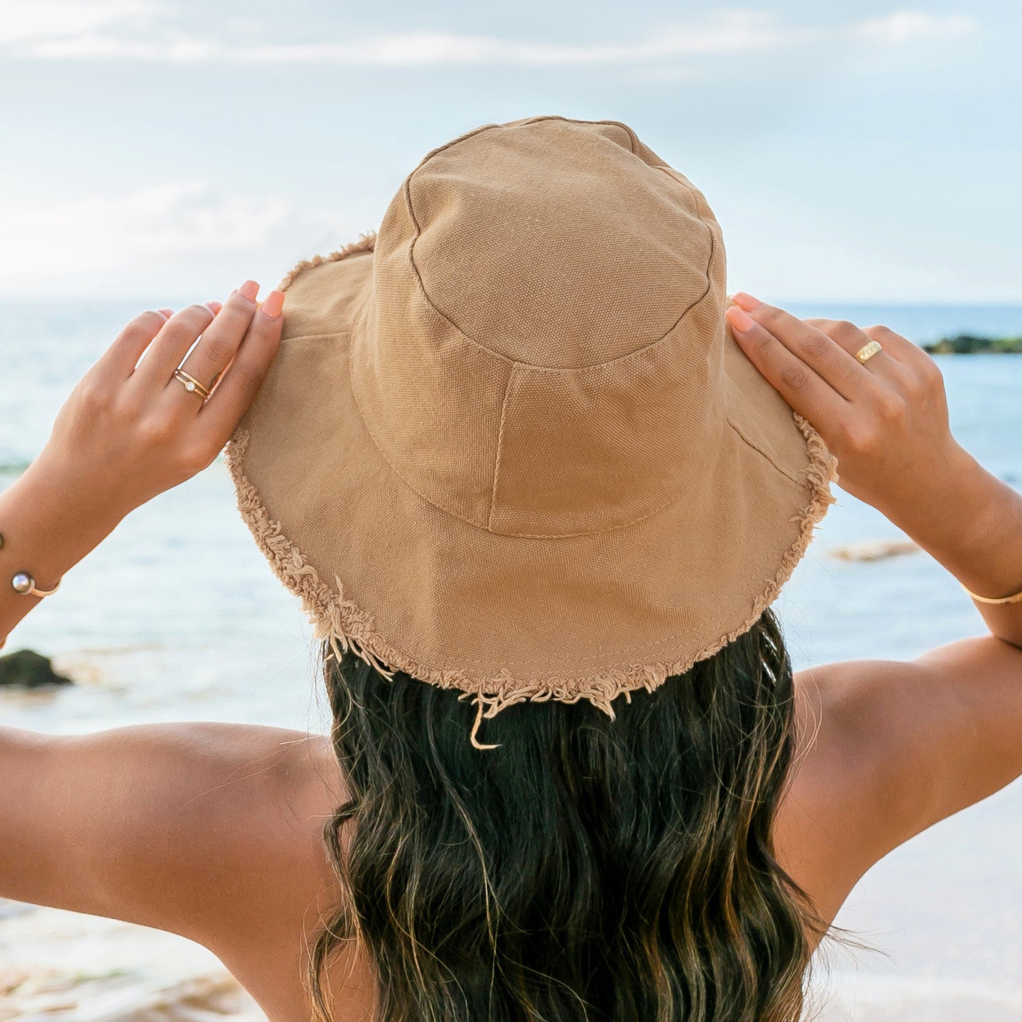 Frayed Edge Canvas Bucket Hat