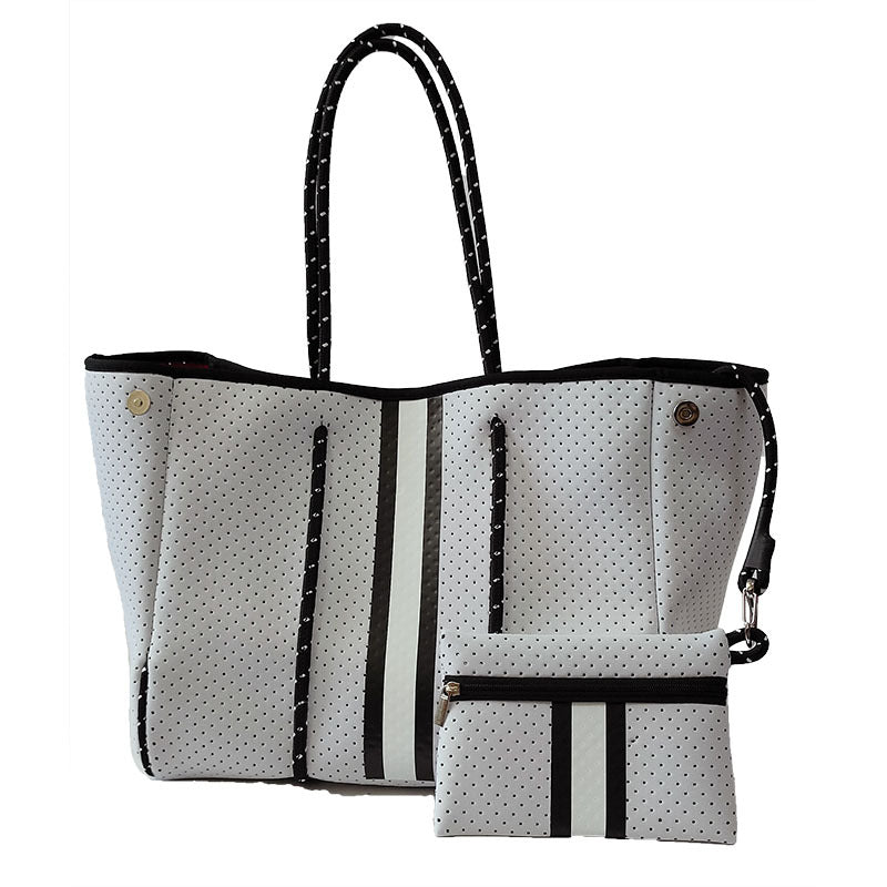 Neoprene Perforated Tote Set – Mother-Child Beach Bag, Water-Resistant Gym & Swim Duffle