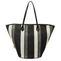 Trendy Canvas Shoulder Tote – Fashion Stripe Large Handbag, Casual Weekender Shopper