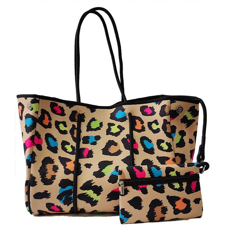 Neoprene Perforated Tote Set – Mother-Child Beach Bag, Water-Resistant Gym & Swim Duffle