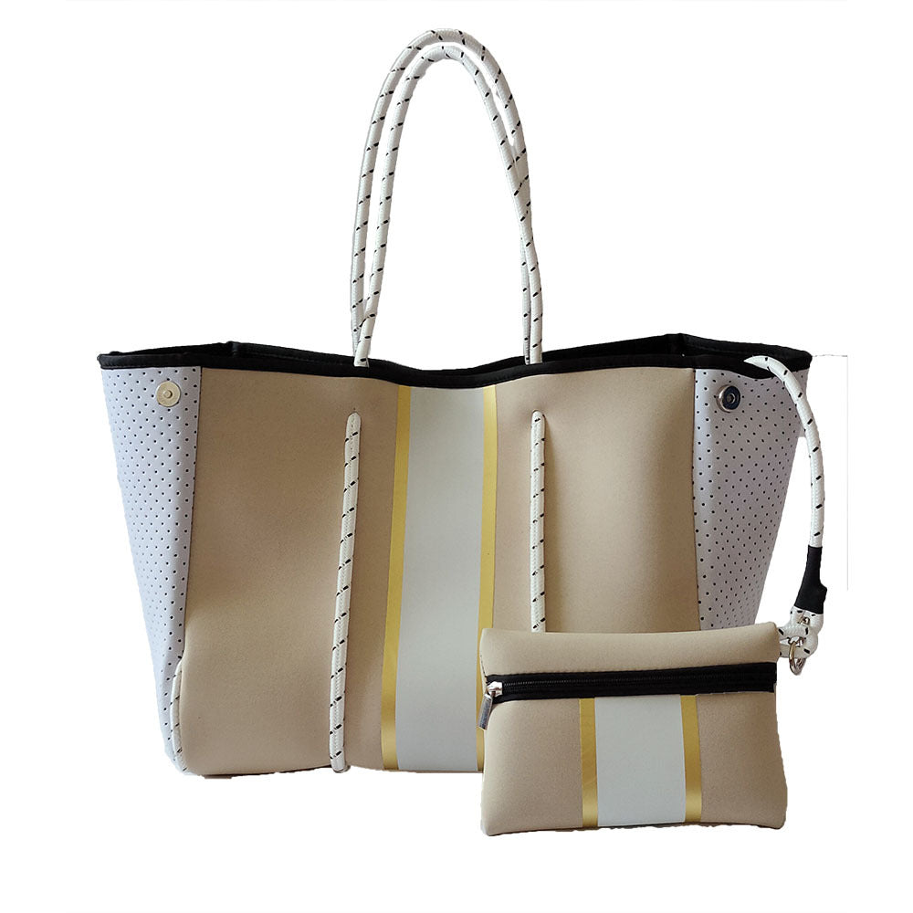 Neoprene Perforated Tote Set – Mother-Child Beach Bag, Water-Resistant Gym & Swim Duffle