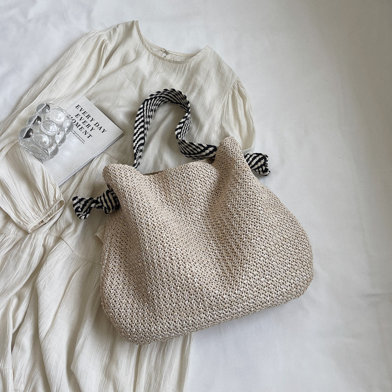 Large Woven Straw Tote – Women’s Beach Shoulder Bag, Vacation Handbag & Crossbody Purse