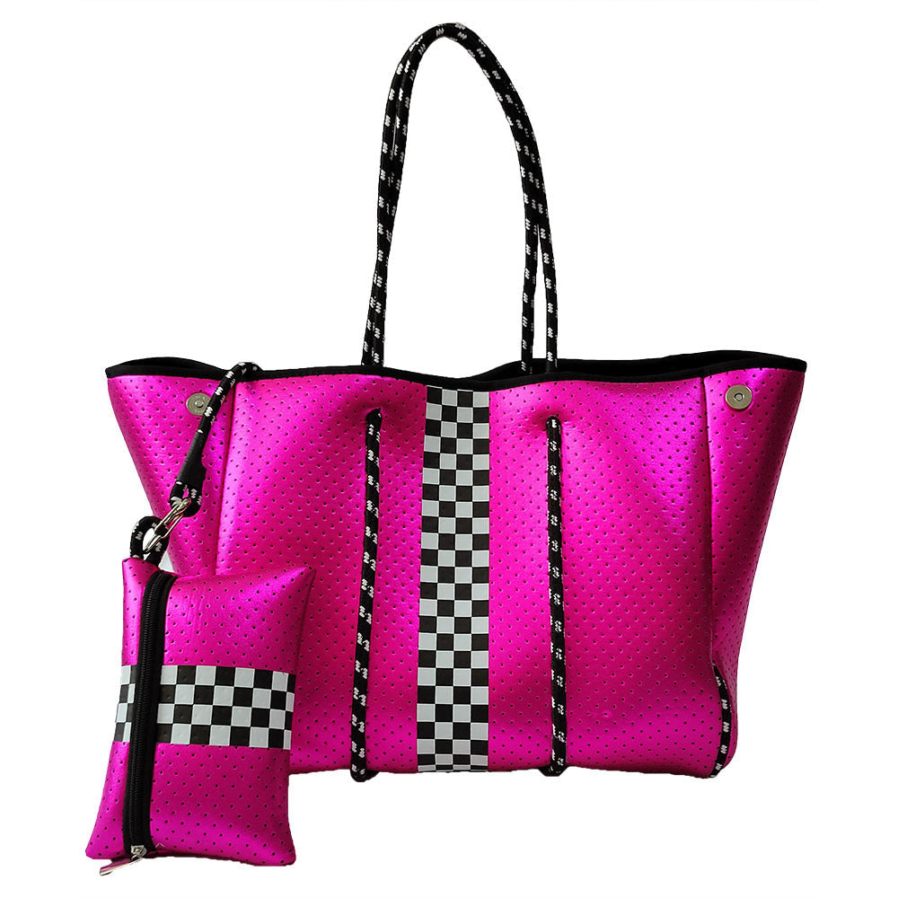 Neoprene Perforated Tote Set – Mother-Child Beach Bag, Water-Resistant Gym & Swim Duffle