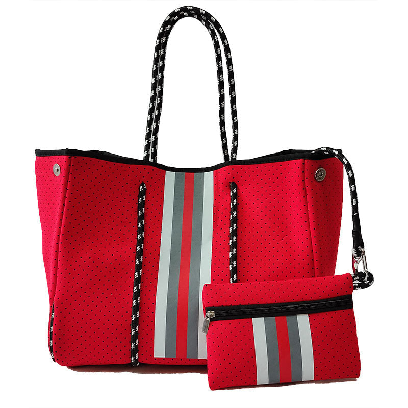 Neoprene Perforated Tote Set – Mother-Child Beach Bag, Water-Resistant Gym & Swim Duffle