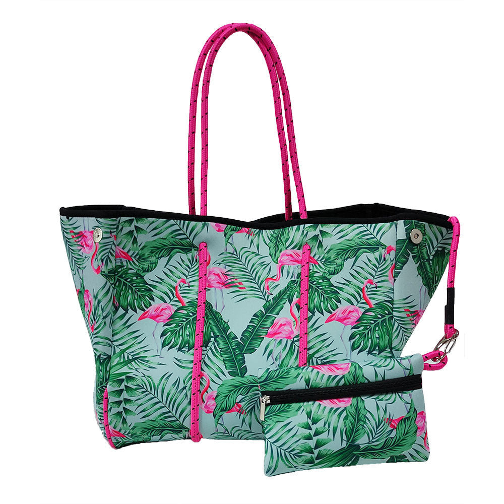 Neoprene Perforated Tote Set – Mother-Child Beach Bag, Water-Resistant Gym & Swim Duffle