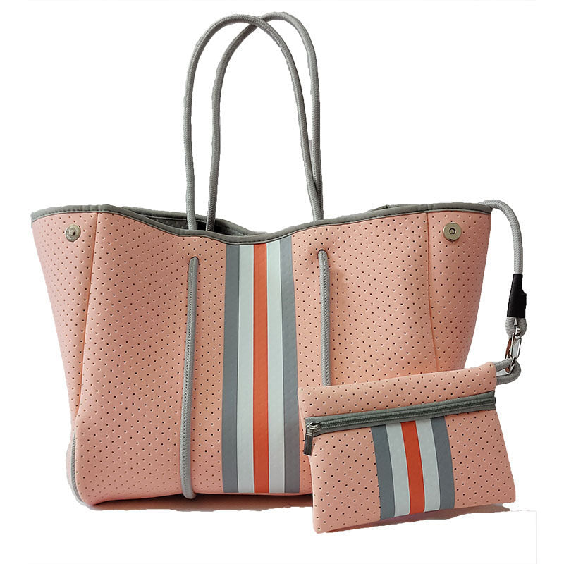Neoprene Perforated Tote Set – Mother-Child Beach Bag, Water-Resistant Gym & Swim Duffle
