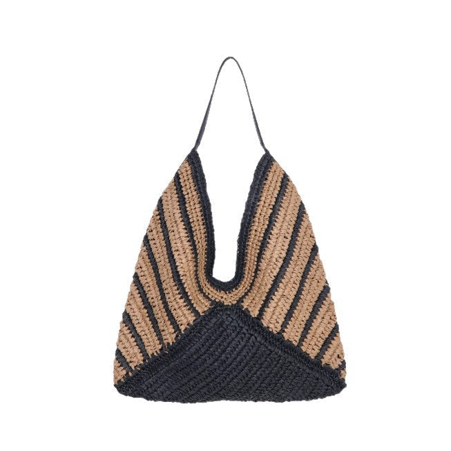 Striped Hobo Shoulder Tote – Versatile Women's Woven Bag, New Hollow-Out Straw Purse