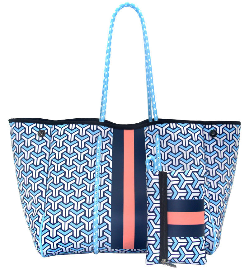 Camo Leopard Black Print Beach Tote – Women’s Neoprene Travel Bag, Diving Fabric Casual Handbag