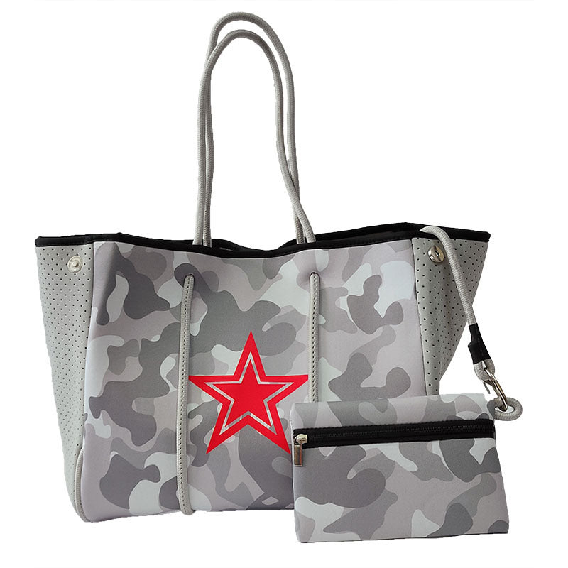 Neoprene Perforated Tote Set – Mother-Child Beach Bag, Water-Resistant Gym & Swim Duffle