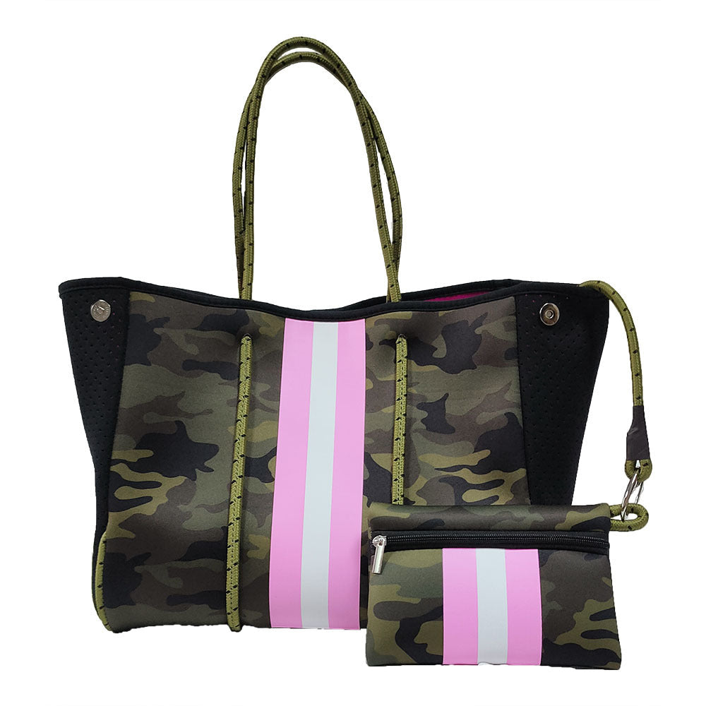 Neoprene Perforated Tote Set – Mother-Child Beach Bag, Water-Resistant Gym & Swim Duffle