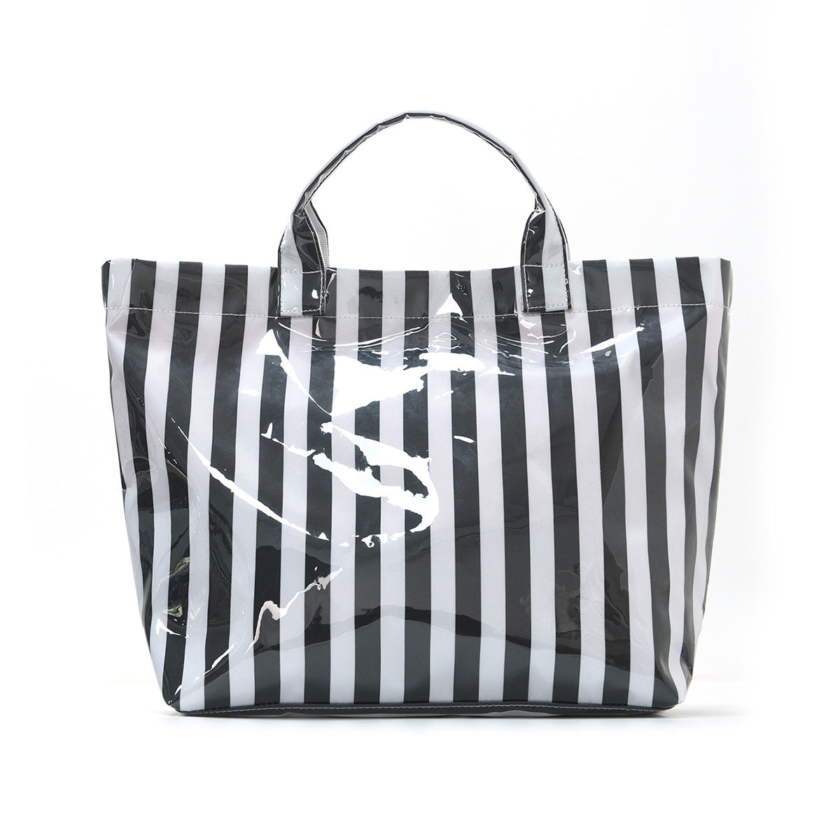 Striped Tote Bag – High-Aesthetic Lightweight Handbag, Commuter Large Travel Shoulder Bag