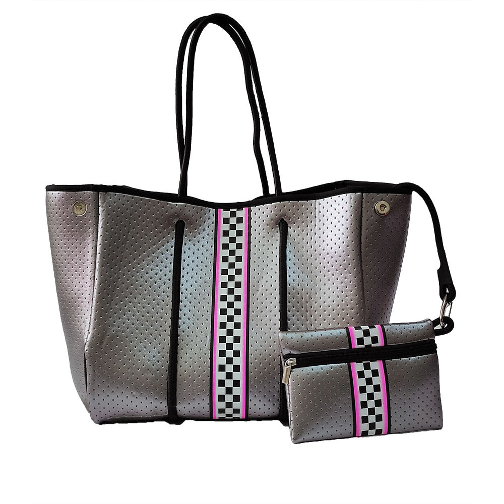 Neoprene Perforated Tote Set – Mother-Child Beach Bag, Water-Resistant Gym & Swim Duffle