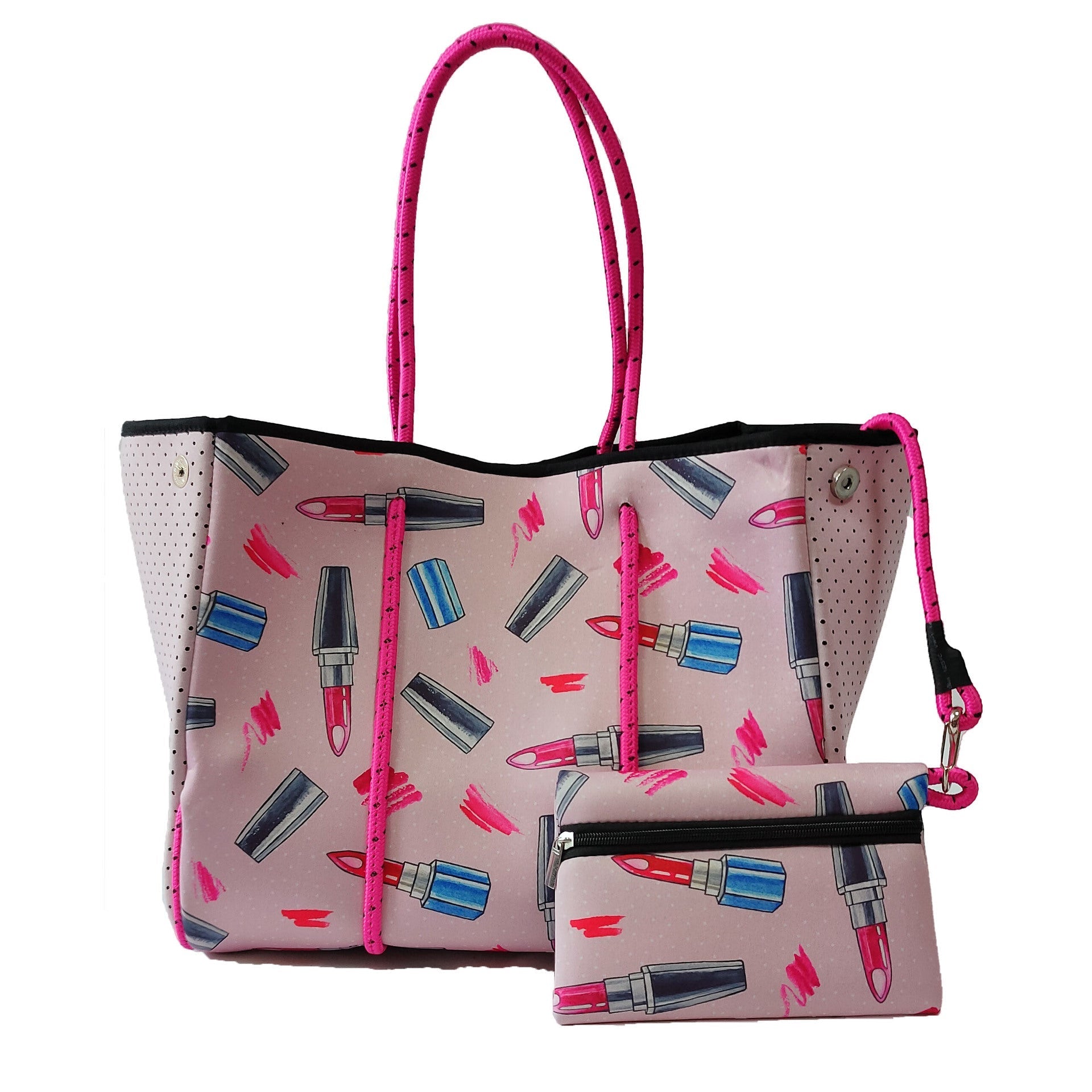 Neoprene Perforated Tote Set – Mother-Child Beach Bag, Water-Resistant Gym & Swim Duffle