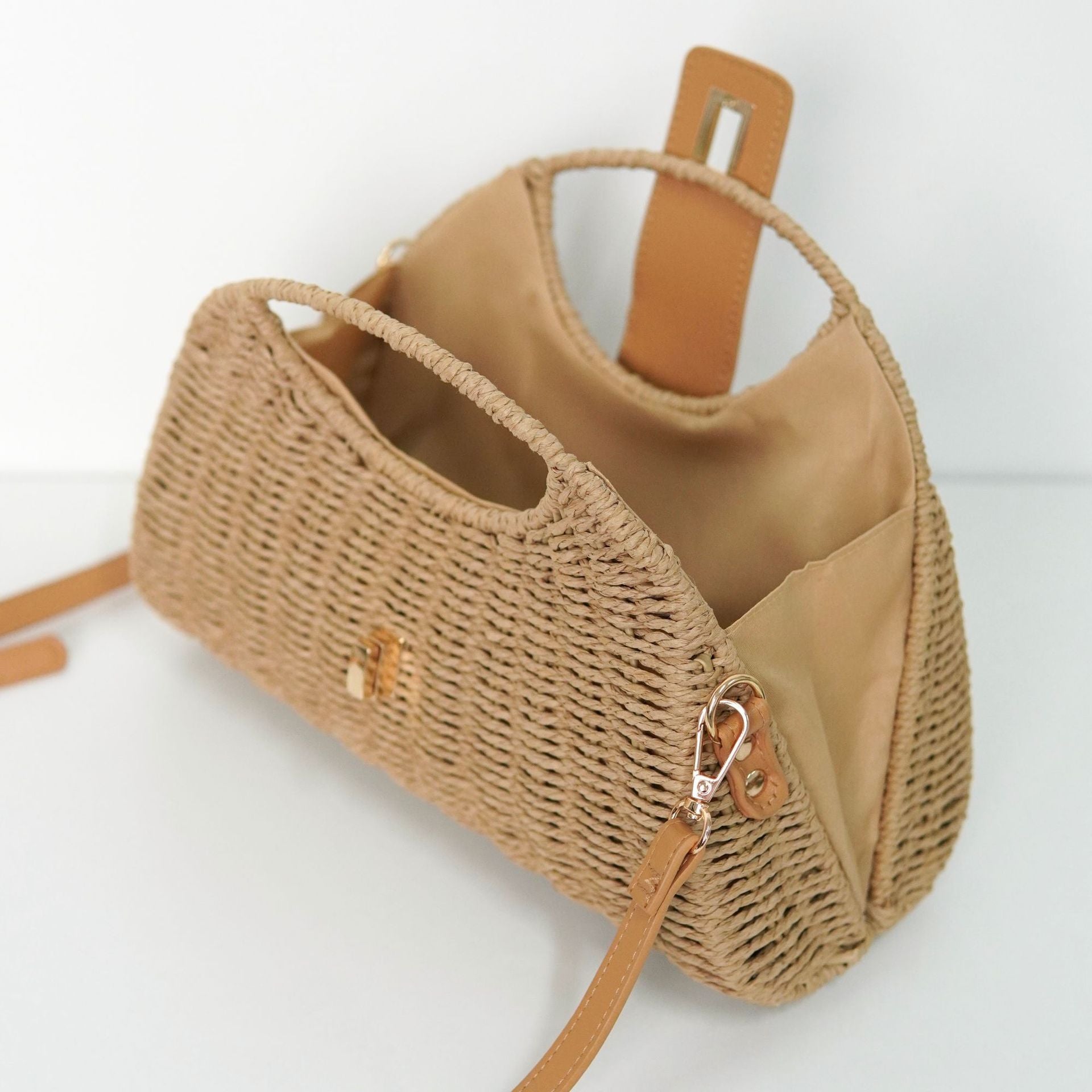 Crossbody Straw Bag – Fashion Shoulder Woven Purse, Vacation Beach Tote Handbag