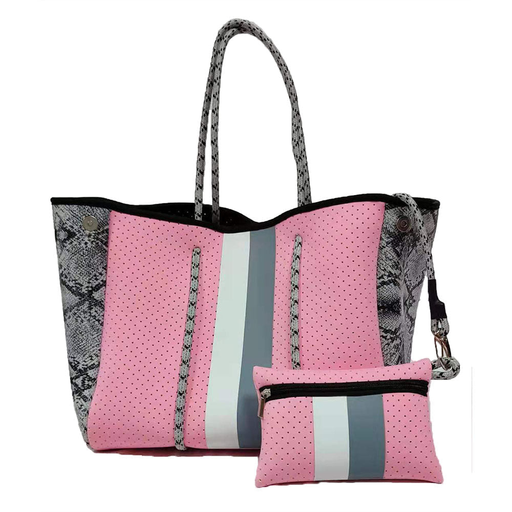 Neoprene Perforated Tote Set – Mother-Child Beach Bag, Water-Resistant Gym & Swim Duffle