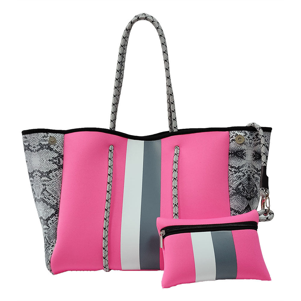 Neoprene Perforated Tote Set – Mother-Child Beach Bag, Water-Resistant Gym & Swim Duffle