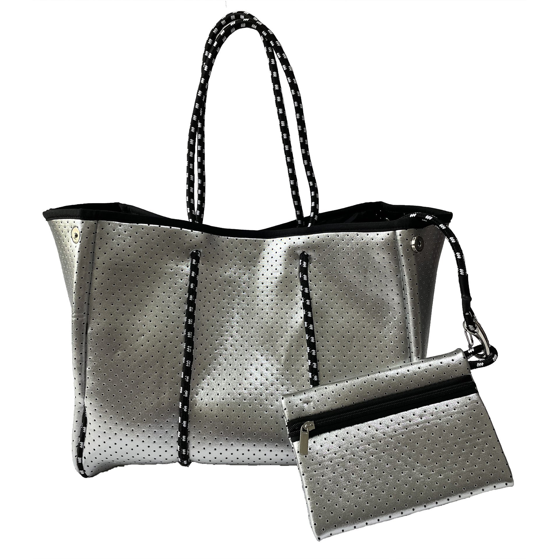 Neoprene Perforated Tote Set – Mother-Child Beach Bag, Water-Resistant Gym & Swim Duffle