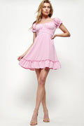 SD0209-1pc-STRETCHED WOVEN TIE WAIST DRESS-$12  (Sample for Display)