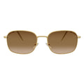 BRANDIN - Classic Square Thin Metal Sunglasses Gold Amber Fade Lens