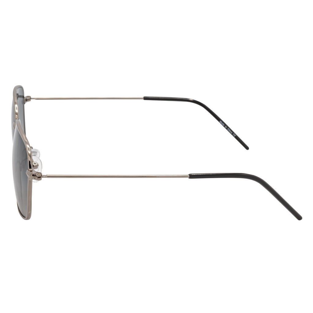 BRANDIN - Classic Square Thin Metal Sunglasses Silver Smoke Fade Lens