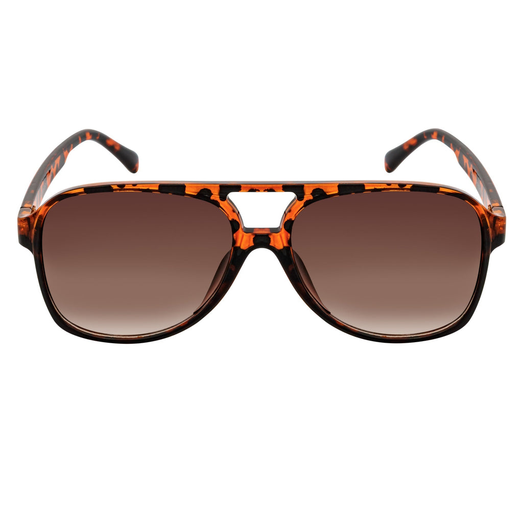 BRASCO - Classic Plastic Teardrop Aviator Tortoise Sunglasses Amber Fade Lens