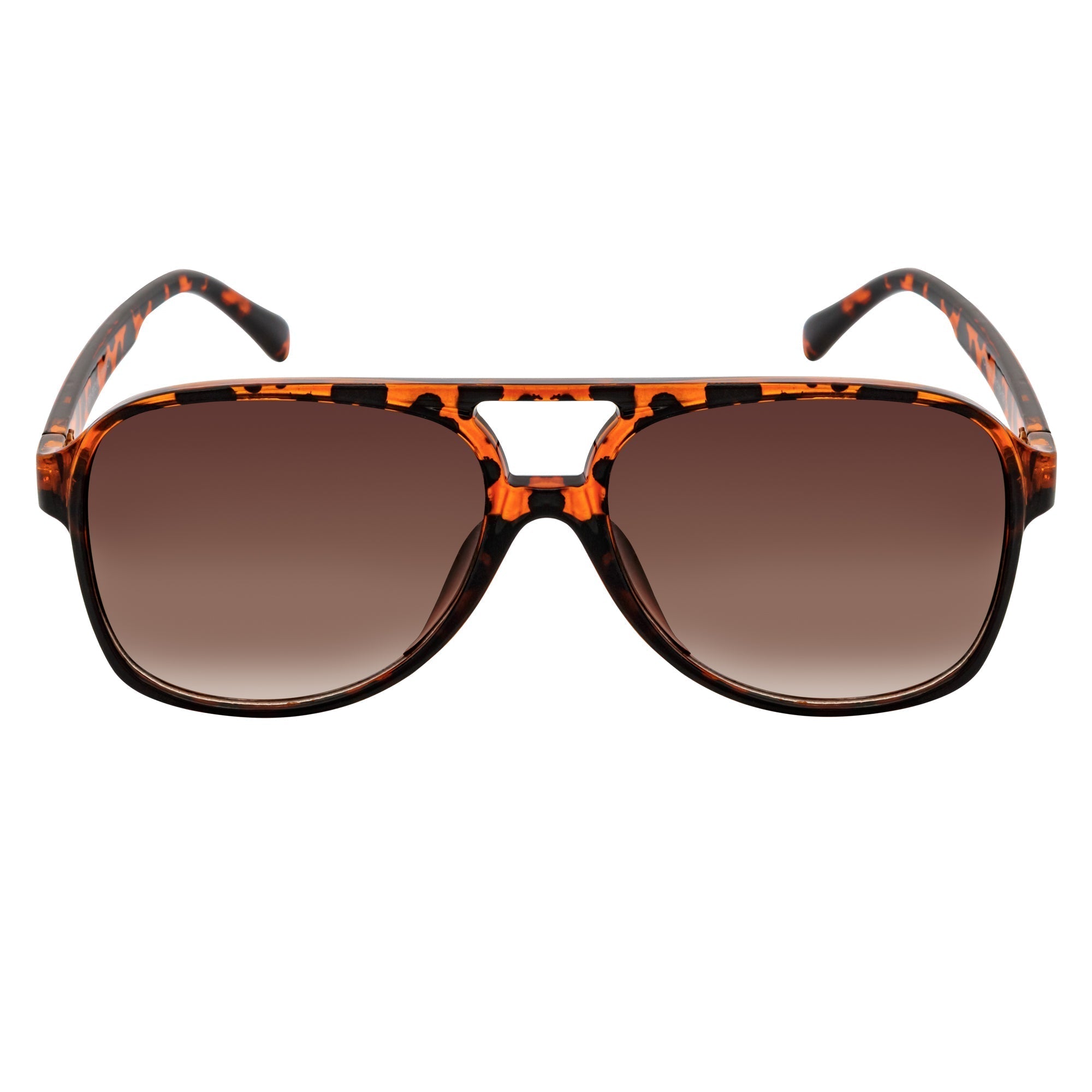 BRASCO - Classic Plastic Teardrop Aviator Tortoise Sunglasses Amber Fade Lens