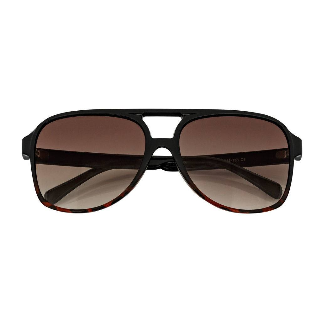 BRASCO - Classic Teardrop Aviator Black-Tortoise Sunglasses Amber Fade