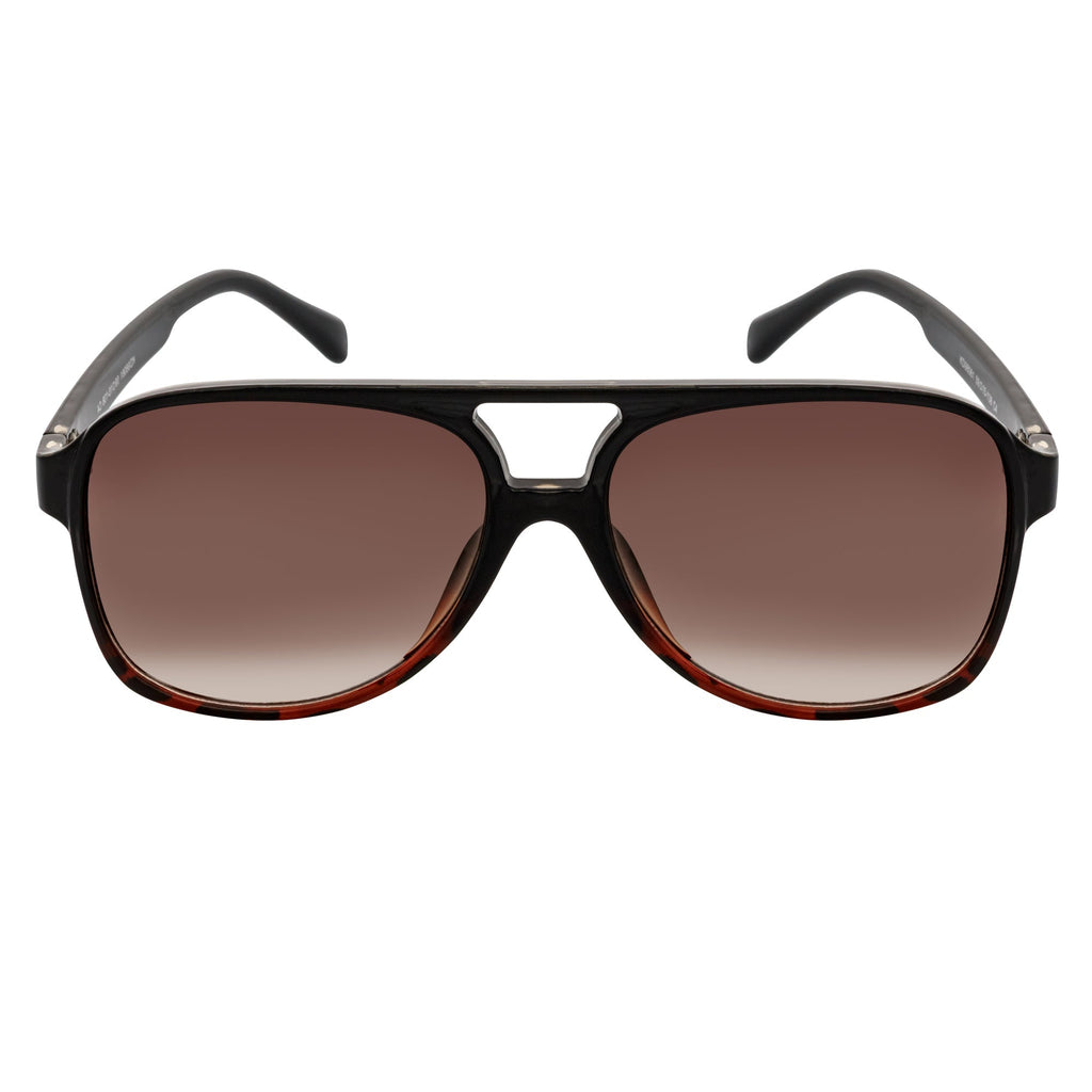 BRASCO - Classic Teardrop Aviator Black-Tortoise Sunglasses Amber Fade