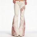 Lace Trim Flare Jeans（White）