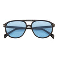 EPOCH - Classic Flat Top Plastic Aviator Black Sunglasses Blue Tint Lens