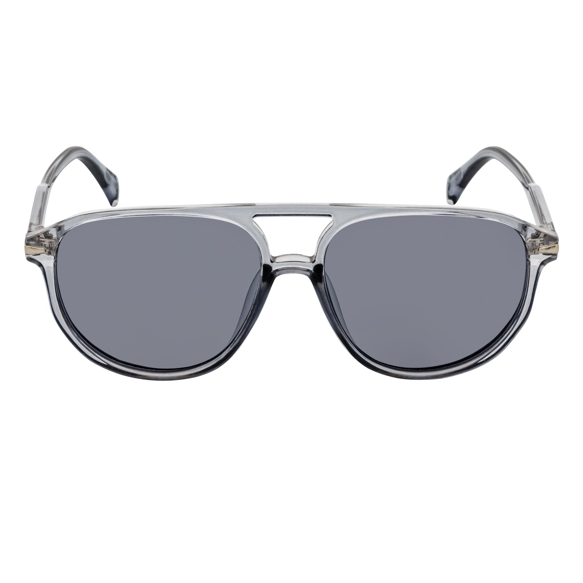 EPOCH Classic Flat Top Plastic Aviator Clear-Gray Sunglasses Smoke Lens