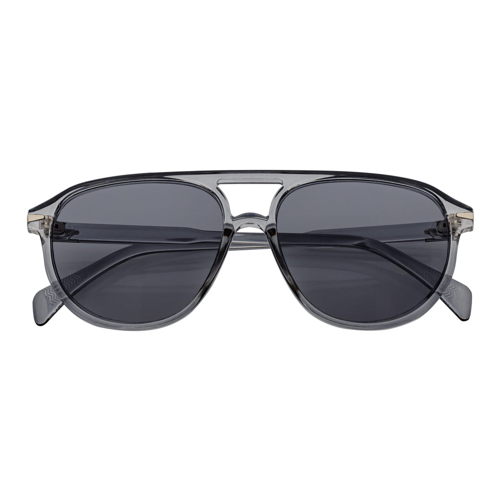 EPOCH Classic Flat Top Plastic Aviator Clear-Gray Sunglasses Smoke Lens