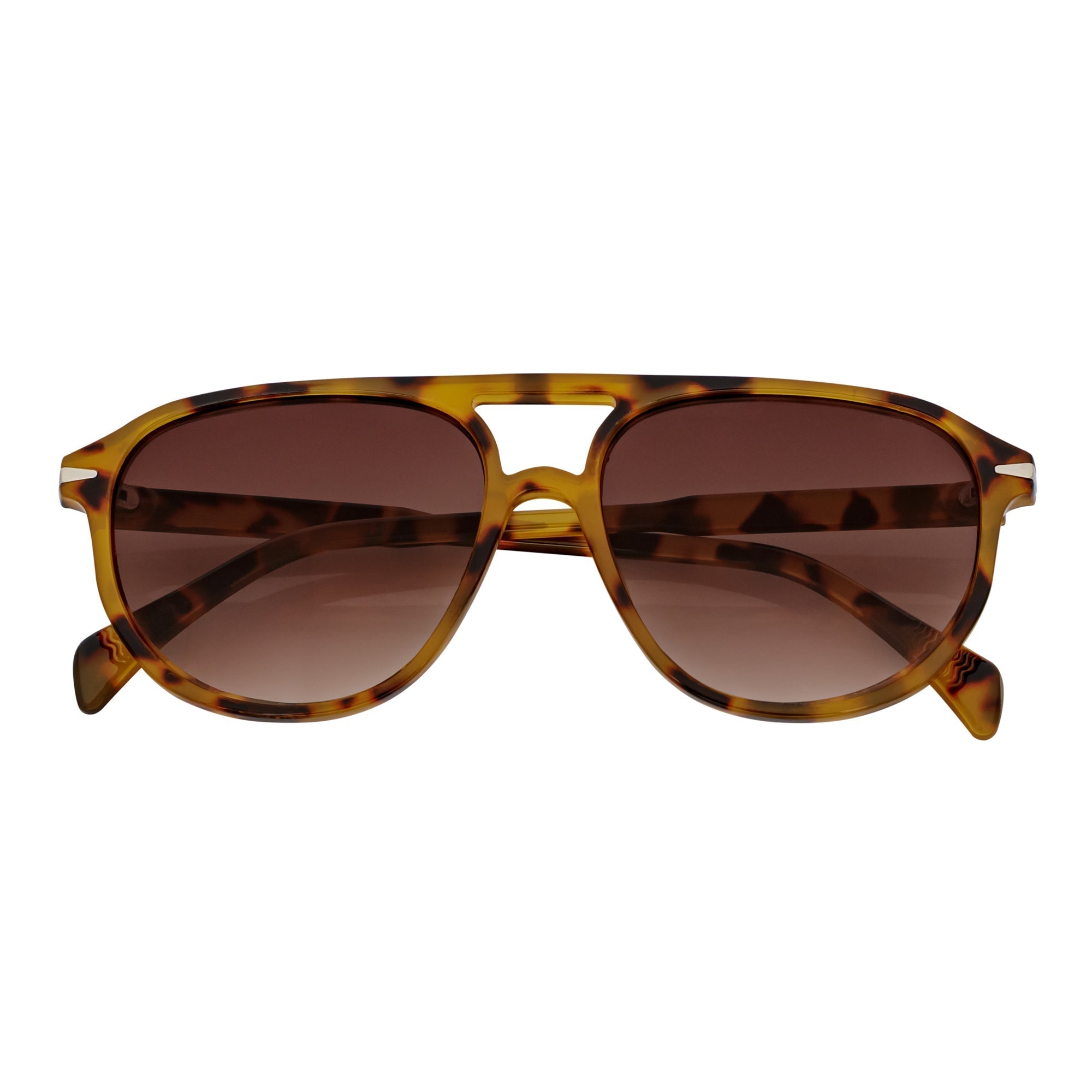 EPOCH - Classic Flat Top Plastic Aviator Tortoise Sunglasses Brown Lens