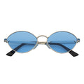 GROOVE - Retro Small Metal Round Oval Sunglasses Silver Blue Tint