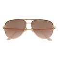 KEY - Oversize Large Flat Lens Metal Aviator Sunglasses Gold Amber Fade
