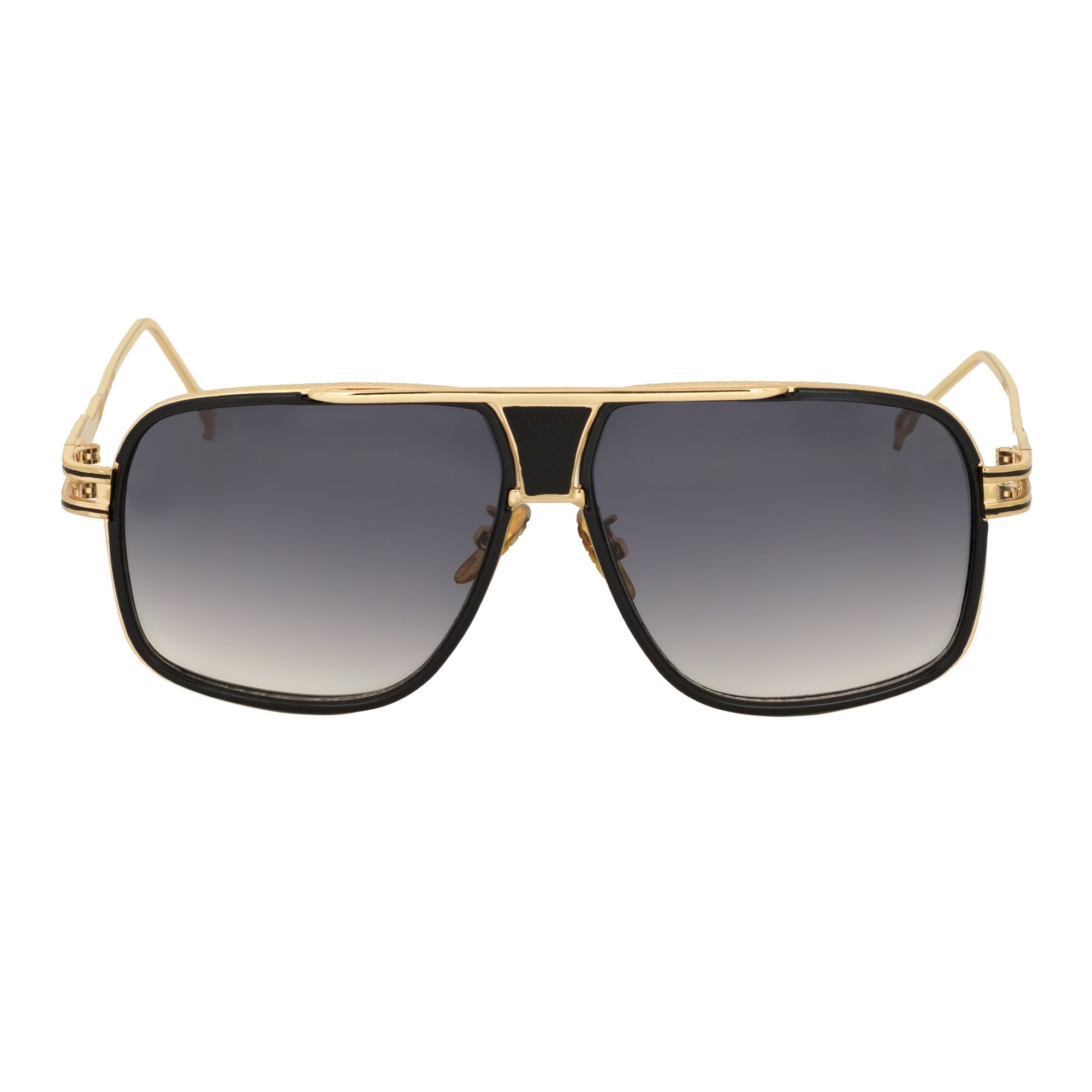 MAC - Two-Tone Square Metal Aviator Black-Gold Sunglasses Lavender Fade Lens