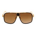 MAC - Two-Tone Square Metal Aviator Brown-Gold Sunglasses Amber Fade Lens