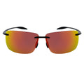 MAUI - Rimless TR90 Thin Sports Wrap Sunglasses Black Orange Mirror Polarized
