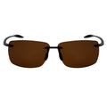 MAUI - Rimless TR90 Thin Sports Wrap Sunglasses Matte Black Brown Polarized
