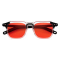MISSONI - Two-Tone Square Horn Rimmed Sunglasses Black-Clear Red Tint