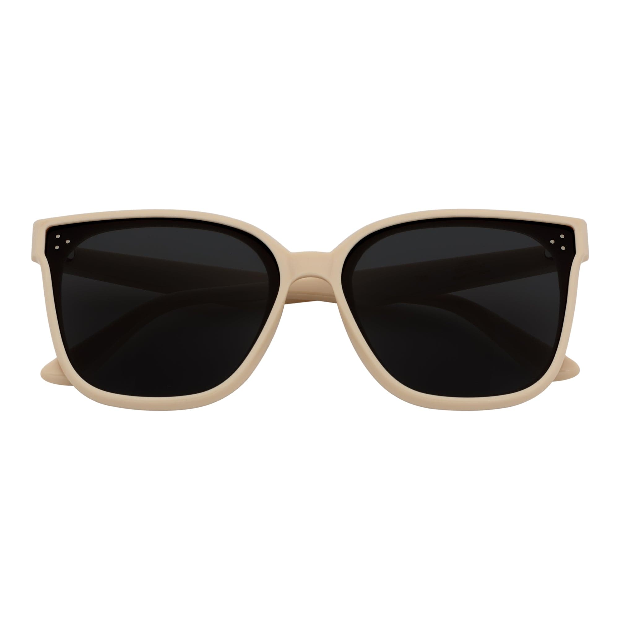 MYA - Polarized Womens Oversize 3 Pin Cat Eye Sunglasses Creme Smoke