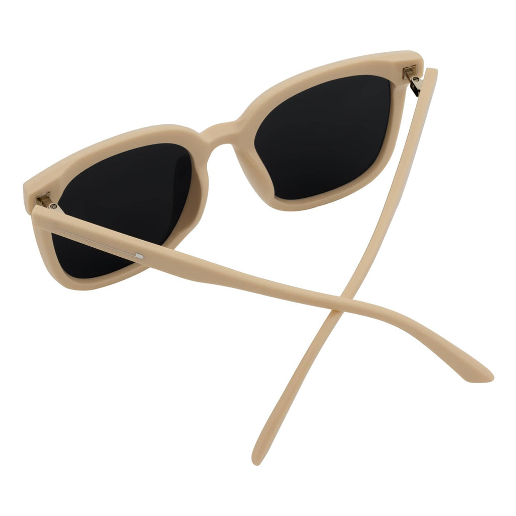 MYA - Polarized Womens Oversize 3 Pin Cat Eye Sunglasses Creme Smoke