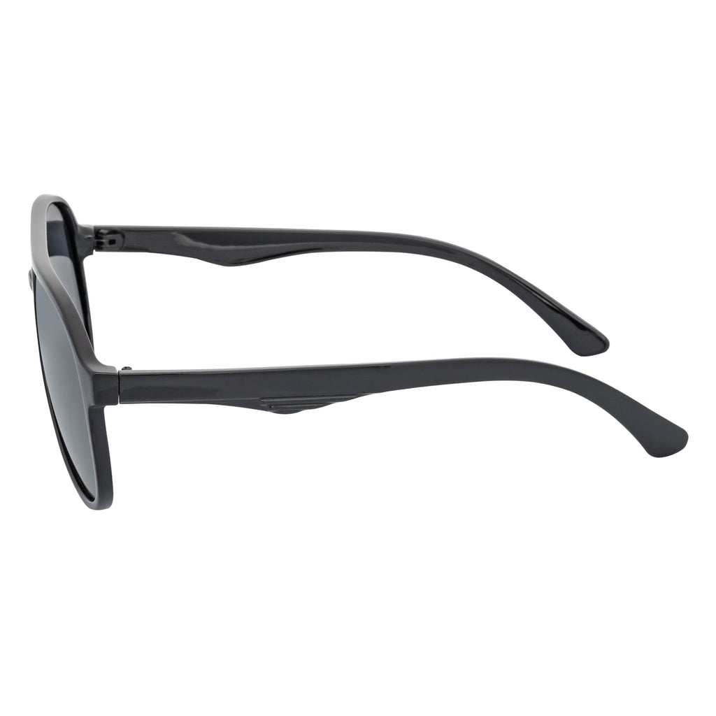 NOS - Polarized Classic Plastic Round Aviator Sunglasses Gloss Black Smoke Lens